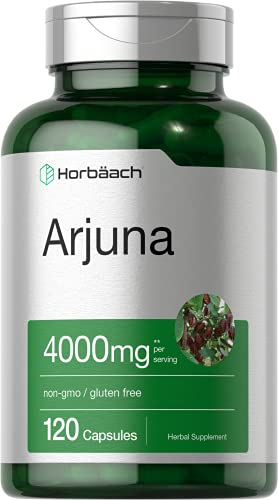 Horbaach Arjuna Standardized 4000 mg 120 Capsules | Supports Heart Health | Non-GMO, Gluten Free | from Arjuna Bark Herb Extract