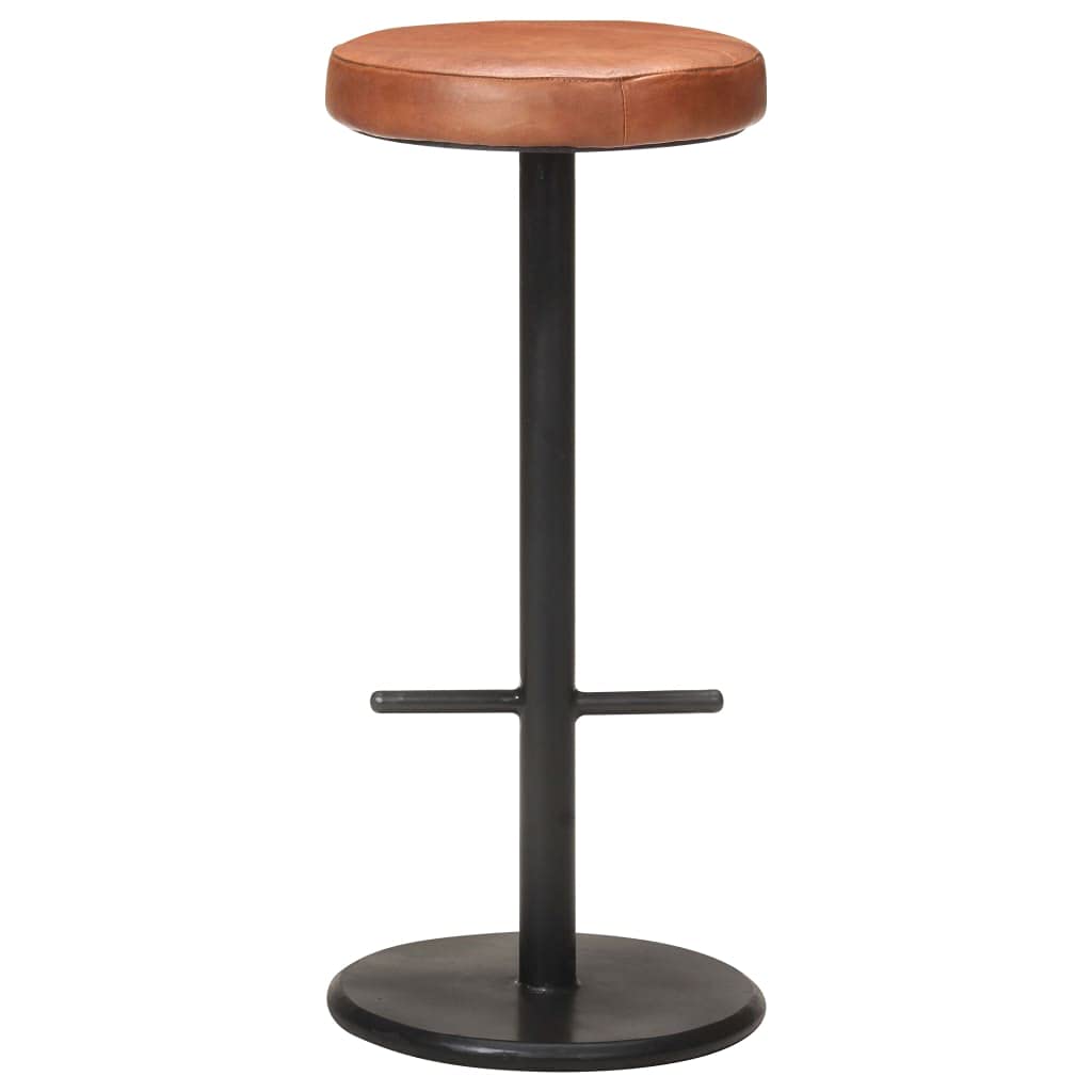 Generic Juego de 2 Taburetes de Bar de Cuero Genuino, Asientos Suaves, Estructura de Hierro Robusta, Ideal para el Hogar, con Reposapiés, Taburetes de Bar 2 Piezas de Cuero Genuino (Marrón)