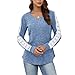 drakloak Women Casual Long Sleeve Shirt Knit Crochet Floral Fall Tops V Neck Blouse Dressy Lightweight Sweater (US, Alpha, Medium, Regular, Regular, Blue)