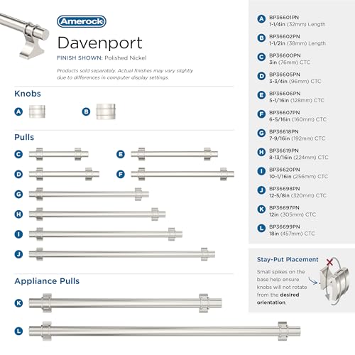 Image of Amerock Davenport 12-5 /8 inch (320mm) Center-to-Center Polished Nickel Cabinet Pull, BP36698PN