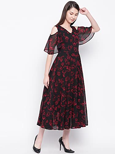 Image of Rare Women's Polyester Fit and Flare Maxi Casual Dress