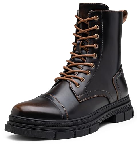 Jousen Men's Boots Fashion High Top Motorcycle Boots Waterproof Boots for Men (AMY8148A polishedtan 10)