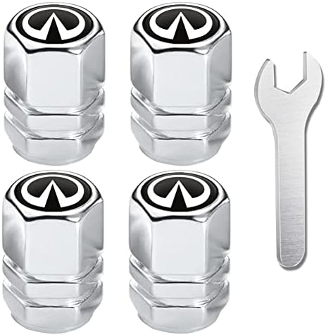 4 Pcs Metal Tire Valve Stem Caps For Infiniti Q50, FX35, QX70 – Black Logo Design, Zinc Alloy