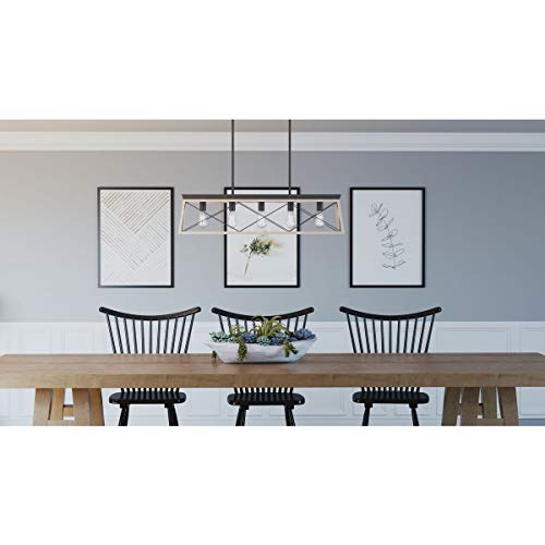 Image of Progress Lighting Briarwood Collection 5-Light Dining Room Light Fixture, Farmhouse Style Modern Chandelier for Kitchen and Dining Room, 38 inch by 9 inch, Graphite