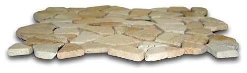 CNK Tile Sandstone River Pebble Mosaic Tile - 12" x