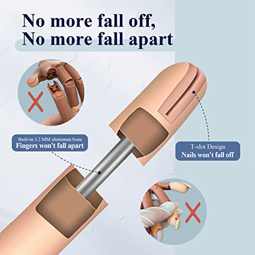 Practice Hand For Acrylic Nails, Nail Tips Never Fall Off, Flexible Hand Nails Practice, Fingers Never Break, Fake Nail Training Hand, Manicure Hand Practice With 100Pcs Nail Tips For Nails Practice #TOP2