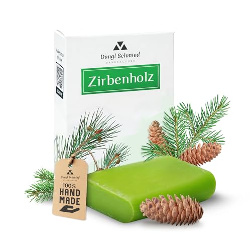 Dungl Schmied | Zirbelkiefer Seife | Handgemacht | 100g Seifenstück | Ohne Palmöl | Vegan | Naturseife mit natürlichen Inhaltsstoffen | Für alle Hauttypen
