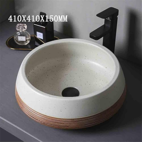 Lavabos de baño redondos de cerámica para balcón e interiores con accesorios 3