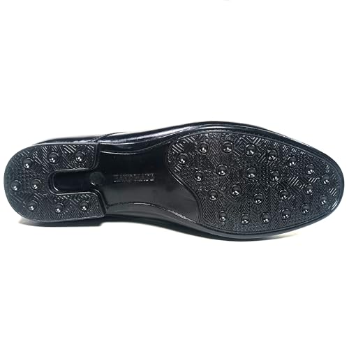 Image of Handcrafted Men's Oxford Shoes in Black Plain and Knitted Leather