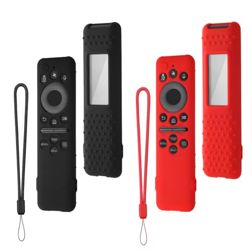 Funda Protectora de Silicona Compatible con Samsung BN59-01480A Solar Smart TV Mando Distancia 2025, AIYAAIYA Cubierta de Control para BN59-01432A BN59-01455A (Red + Black)