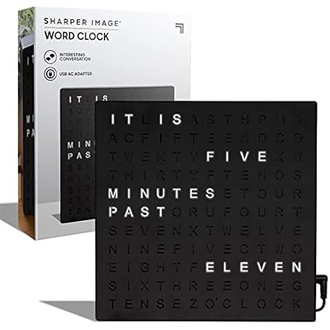 Sharper Image Word Clock with LED Light Display Cover