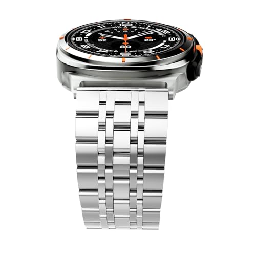 Mtozon Stainless Steel Bands Compatible with Samsung Galaxy Watch Ultra 47mm(2045/2024), No Gap Metal Replacement Classic Wristbands for Men, Silver by Mtozon - Used condition - Image 2