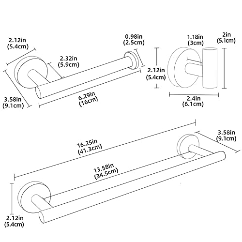 Accessoire de bain brossé et kit de fixations murales en inox 304 - 3