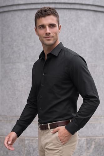 Image of Louis Philippe Men's Slim Fit Easy to Iron Everyday wear Premium Cotton Full Sleeve Solid Formal Shirt