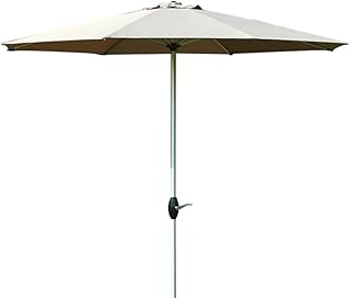 HZH Guarda-chuva de pátio redondo, guarda-chuva de jardim/guarda-chuva de mercado/guarda-chuva de praia/guarda-chuva externo, dossel externo, à prova d'água, alumínio, a manivela abre e fecha,