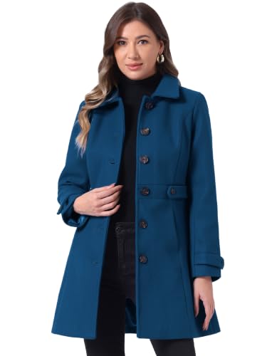 Image of Allegra K Women's Winter Classic Overcoat with Pockets Single Breasted Coat