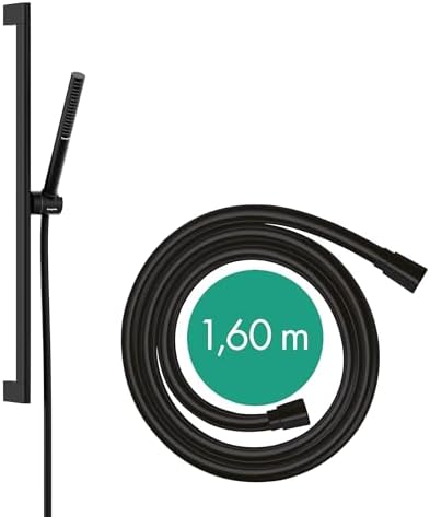 hansgrohe Pulsify S - Duschset mit Duschkopf wassersparend (EcoSmart+, PowderRain-Strahl), Duschschlauch (1,60 m) und Duschstange (0,65 m), Mattschwarz, 24373670