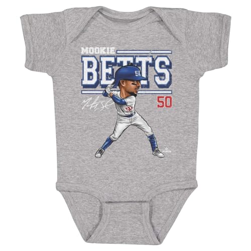500 LEVEL Mookie Betts Baby Infant One Piece Bodysuit (6M, Heather Gray) - Mookie Betts Cartoon WHT