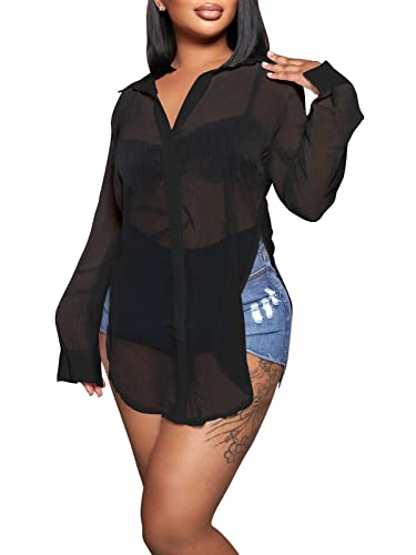 トップス SLIT SHIRT BLOUSE ENFOLD JOAU Women's Long Sleeve Irregular Button Textured Blouse