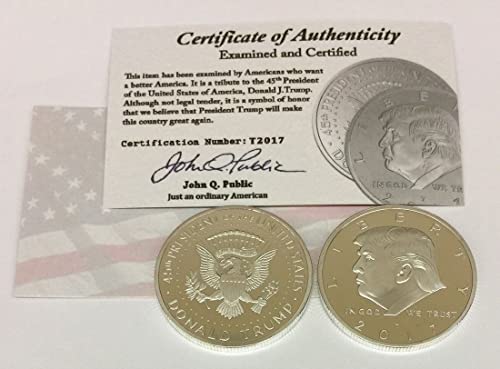 2017 President Donald Trump Inaugural Silver Eagle Commemorative Novelty Coin 38Mm. 45Th President Of The United States Of America Certificate Of Authenticity #TOP4