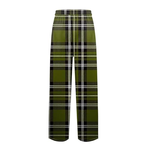 DuDubaby Pajama Pants Men Wide Leg Sweatpants Baggy Drawstring Elastic High Waisted Palazzo Athletic Travel Plaid Loose Fit2