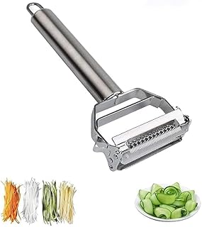 Perpetual Stainless Steel 2 in 1 Julienne Vegetable Peeler Multi-Functional Fruit Vegetable Shredder Slicer Double Planing Cutter Potato Cucumber Carrot Melon Grater (Silver, 18 x 8.2 x 2.4 cm) Price in India