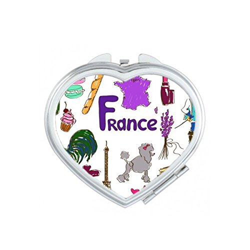 Miroir compact maquillage cadeau souvenir France avec illustration drapeau
