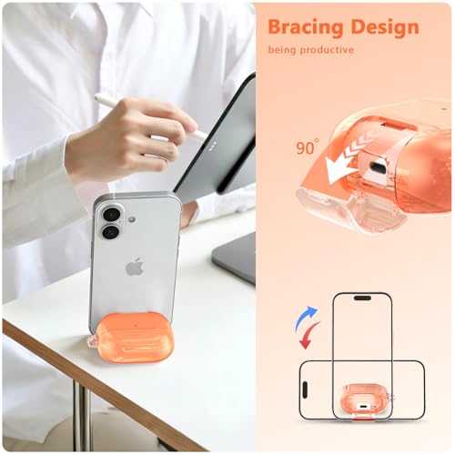 Image of Case for Airpods iPods Pro 3 Case 2025 with Phone Stand for Women-VISOOM Clear Air Pod iPod Pro3 Cases Cover Cute Girly Airpods Case Pro3 Bling Glitter AirPods Pro3 Cases Hard Shell with Keychain