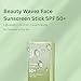 Beauty Wavez Face Sunscreen Stick for Sensitive Skin – Broad Spectrum SPF 50+ with Ceramide & Vitamin E – UVA/UVB Protection, Travel Size