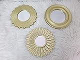 Wandspiegel Gold 3er Set Spiegel Wanddeko Wandschmuck Wandbild Sonne Modern Deko
