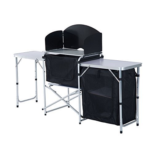 Outsunny Portable Fold-up Camp Kitchen with Windscreen