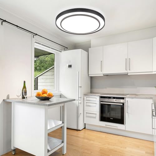 Wheatronic 20" LED Flush Mount Ceiling Light Fixture 5CCT, Black Ceiling Light Round, Dimmable Light Fixture Flush Mount 36W, Modern Simple Close to Ceiling Light Fixtures for Kitchen, Bedroom by Wheatronic - Used condition - Image 8