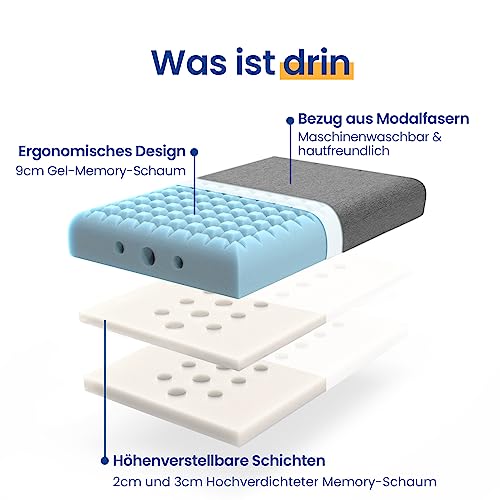 Anti-Schnarch-Kissen Newentor mit Höhenverstellung aus Memory Foam