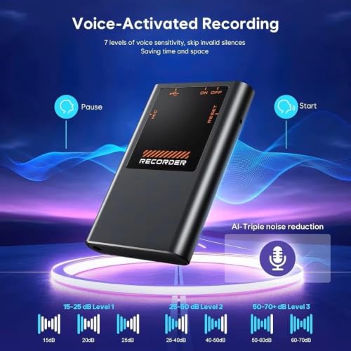Image of SECURINNOV Digital Mini Voice Recorders -Small Hidden Spy Super Long Storage Capacity 64GB | Date & Time Stamp | Easy to Use | Crystal Clear Sound Digital Recording Mp3 Player (V-Lite 64GB)