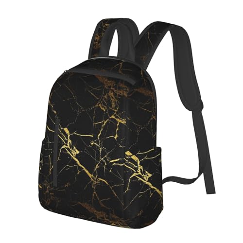 Sac à dos léger noir et doré imprimé papier peint chic taille unique pour le quotidien - 2