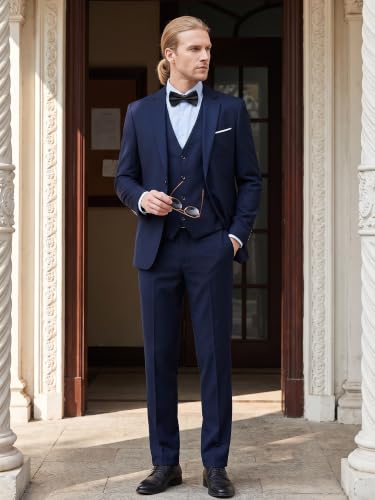 MAGE MALE Men's 3 Pieces Suit One Button Tuxedo Slim Fit Blazer Vest Pants - image 2