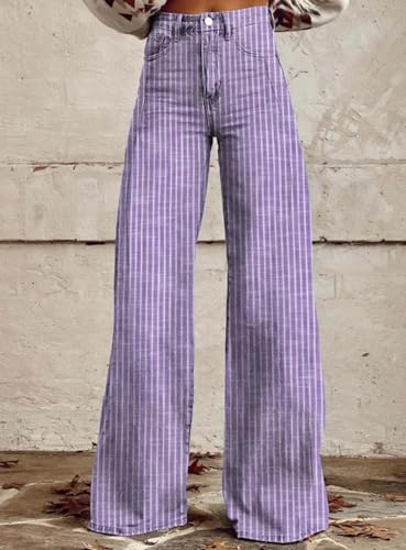 Women Y2k Striped Bell Bottom Jeans High Waisted Boyfriend Denim Pants Baggy Wide Leg Stretchy Bootcut Flare Jeans2