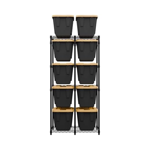 Bin Storage Rack for 12 Gallon Storage Totes – includes 10 Bins - Holiday Decoration Organization, Declutter, NSF Certified, Heavy Duty, Garage, Workspace, Metal, Steel, 21.5"x34.25"x68" (Black)