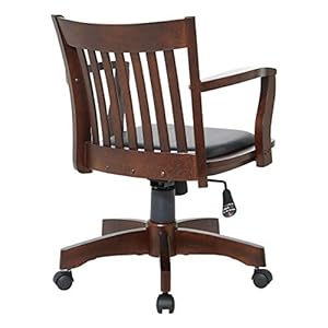OSP Home Furnishings Deluxe Wood Bankers Desk Chair with Padded Seat Adjustable Height and Locking Tilt Espresso Finish and Black Vinyl
