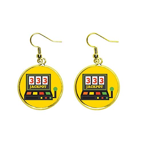 Pendientes de casino Jackpot dorados como regalo original de joyería para mujer