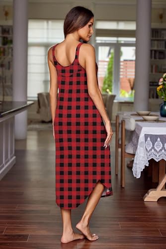Image of Ekouaer Women's Sleeveless Nightgown Long Nightgowns for Women Full Slip Soft Nightshirt Wide Strap Sleepwear Lounge Dresses