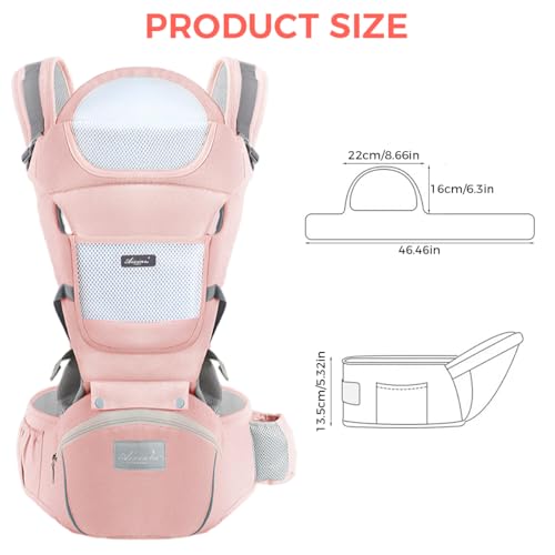 Image of SNOWIE SOFT 6 in 1 Baby Carrier Hip Seat Travel Kangaroo Hip Seat with Detachable Belt Multifunctional Seats with Storage Design Travel Adjustable Baby Carrier for 0-3 Years Old