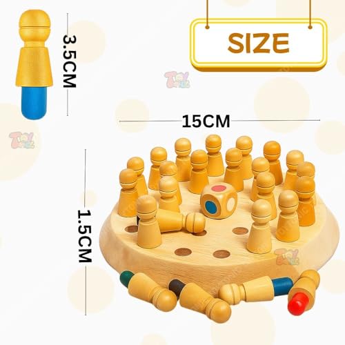 Image of TOYTONIC Wooden Color Memory Game for Kids Age 3+ - Brain Puzzle Toy for Boys, Girls & Adults | Indoor Educational Board Matching Challenge,Birthday Gift, Family Party Play, Montessori Learning Set