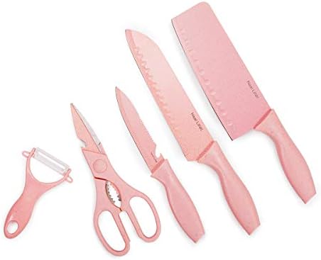 Neal LINK pink knife set with block-knife set pink kitchen accessories-knives set for Kitchen Peeler