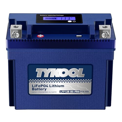 TYKOOL LFP12B-BS-PRO Lithium Battery Replaces YT12B-BS YT12B-4 360CCA 6Ah Fits for Motorcycle Scooter ATV Compatible with Ducati Superbike Monster Multistrada Yamaha R1 FZ6 Kawasaki ZX10R [+ -]