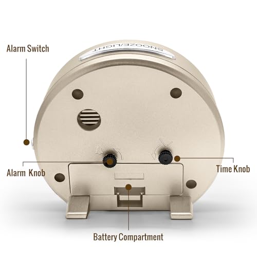 Image of Lamisola 4 Inch Alarm Clock for Bedrooms, Small Analog Desk Clock, Gold | Battery Operated Bedside Clock for Bedroom Bathroom Home Nightstand Shelf, Night Light Snooze, Minimalist Clocks for Seniors