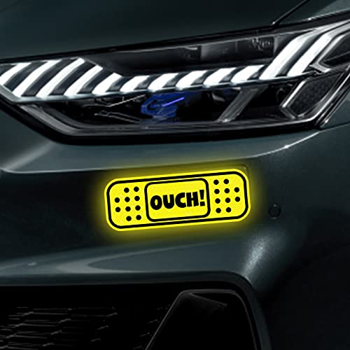 6 Pack Bandaid Stickers, Nouiroy Car Reflective Sticker,4.8 * 1.7In Ouch Bandaid Sticker For Car Dent Scratch Cover Band Aid Decals Adhesive Vinyl Decal,Yellow #TOP24