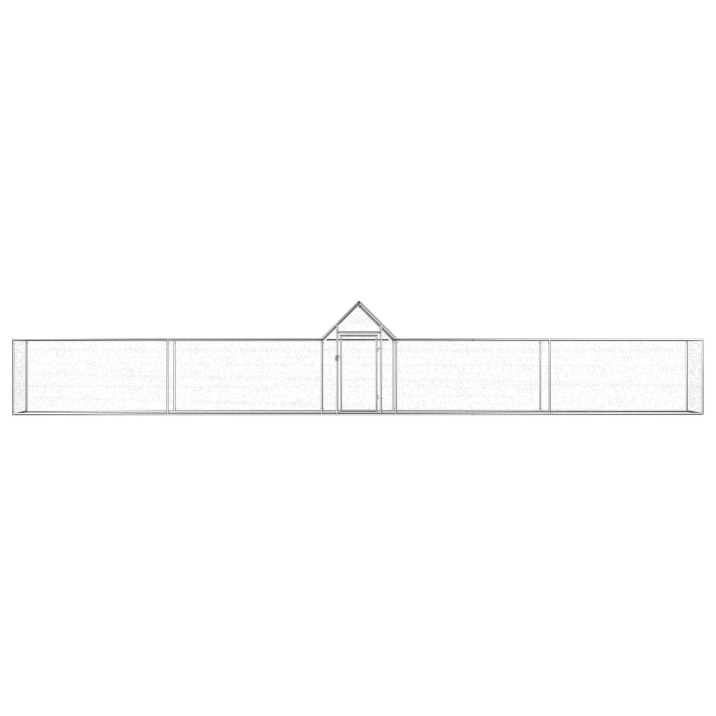 Outdoorowa klatka dla kur, kurnik z wodoodpornym dachem, domek dla kur, wybieg, woliera, kurnik dla małych zwierząt, 9 x 1 x 1,5 m, stal ocynkowana