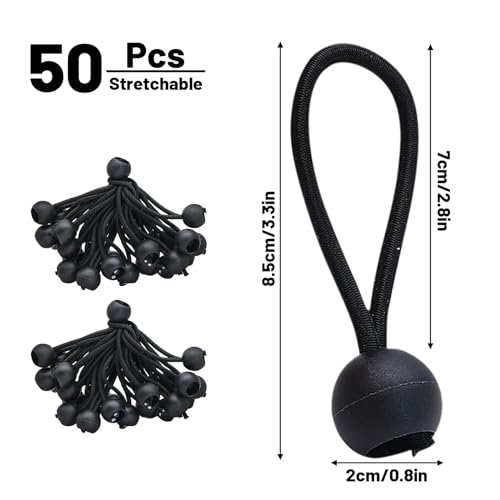 Fahibin 50 Pcs 4-Inch Bungee Balls, Elastic Straps for Tarpaulins Camping, Boat Shelters, Marquees, Garden - Image 2