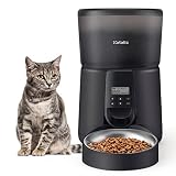 Automatic Cat Feeders,Katalic Clog-Free 4L Cat Food Dispenser with Sliding Lock Lid Storage Timed Fe